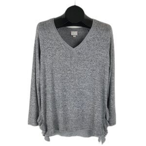 Anthropologie Postmark V-Neck Ruffle Trim Knit Sweater Women's Small 9-H15 STCL